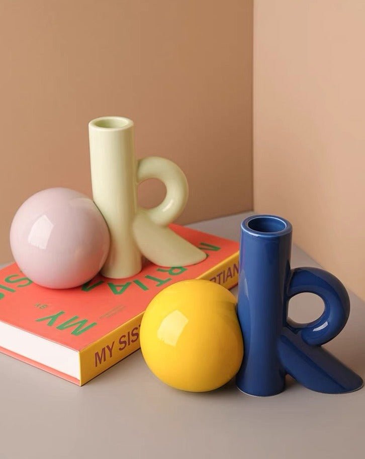 OK Ceramic Bud Vase - Handmade Dopamine Decorative Flower Vase